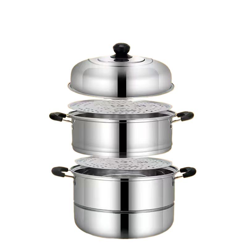 s-zoom.filetakealot-98036757-1.jpg Household Gas Stove Extra-Thick Stainless Steel Double-Layer Steamer-30cm - Image 1