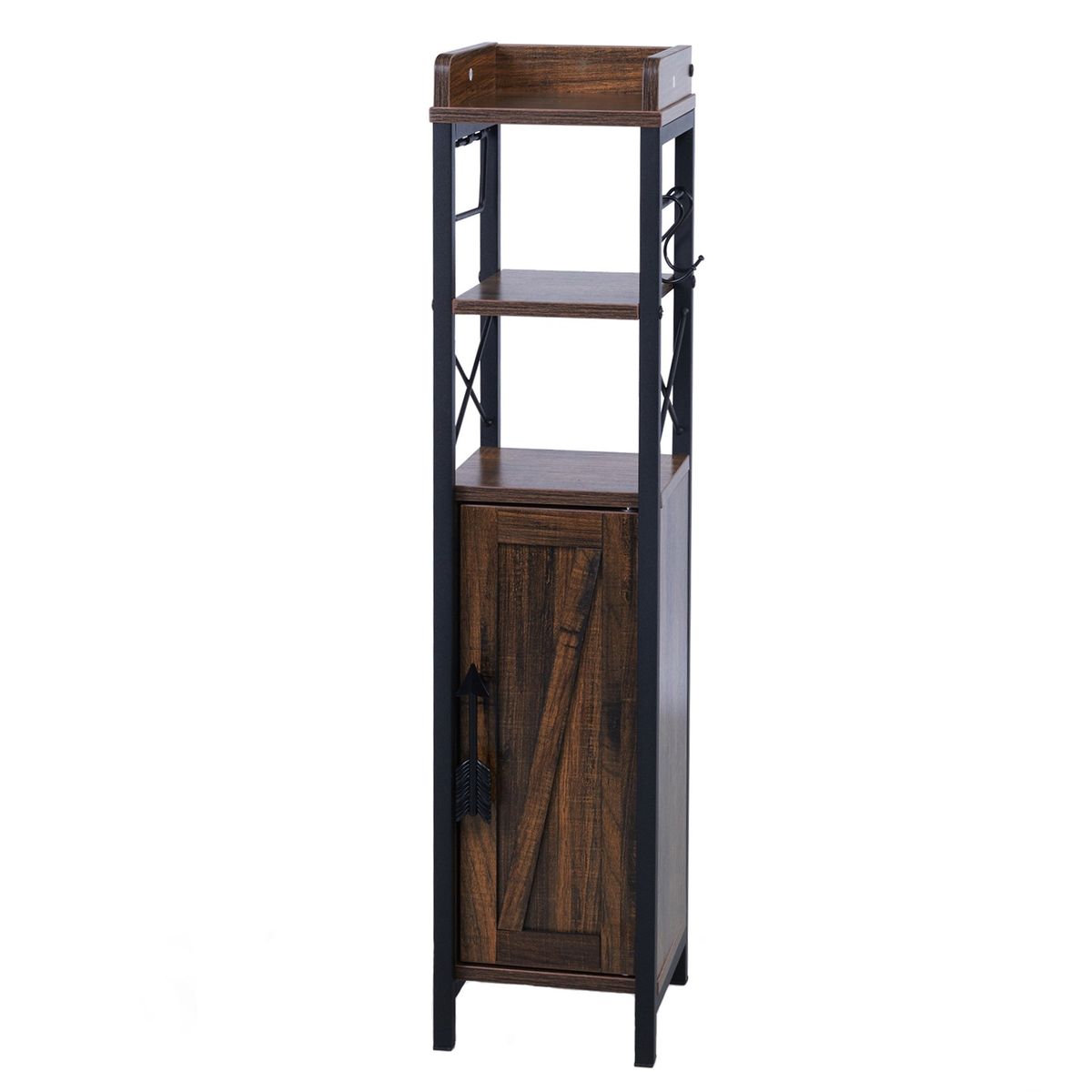 s-zoom.filetakealot-98067125-1.jpg Bathroom Storage Cabinet Beside Toilet Corner Floor Cabinet With Shelves - Image 1