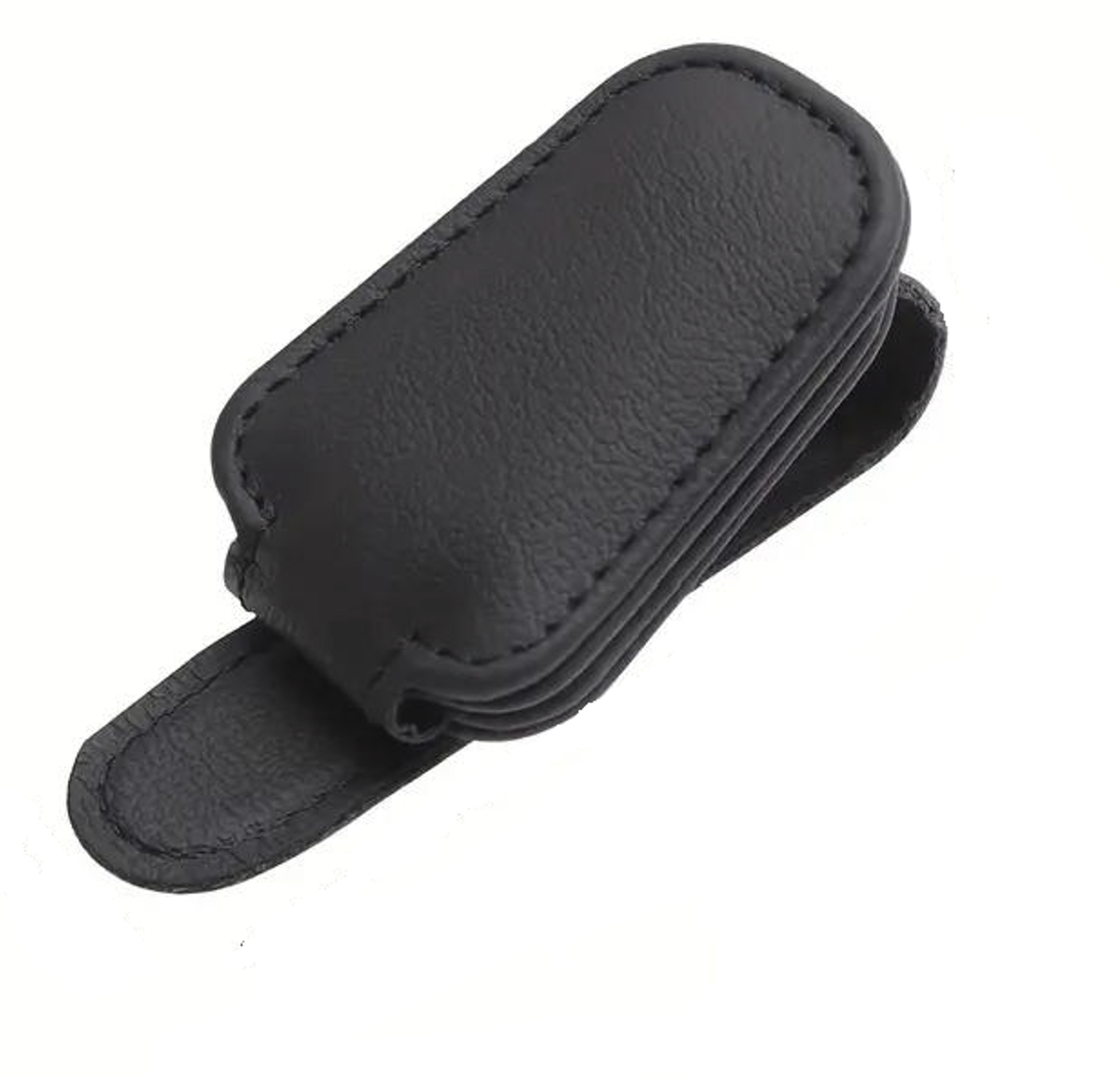 s-zoom.filetakealot-98313555-1.png Black Leather Sunglasses Hanger Clip for Car - Image 1