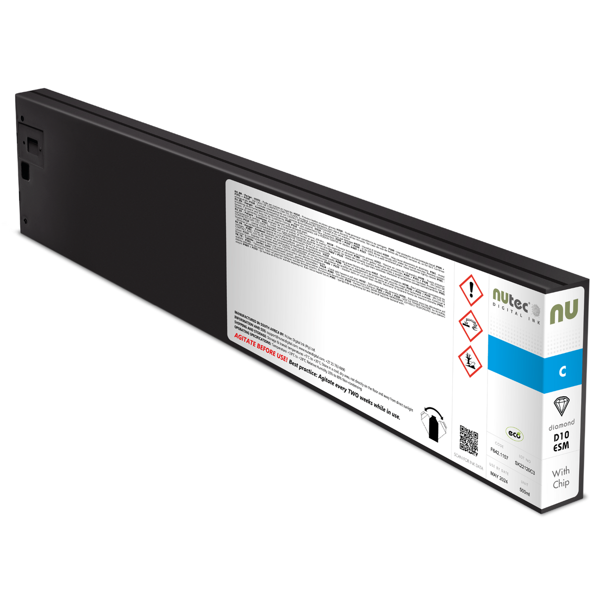 s-zoom.filetakealot-98500312-1.png NUtec Diamond D10-ESM Ink Cartridge Cyan 500ml - Image 1
