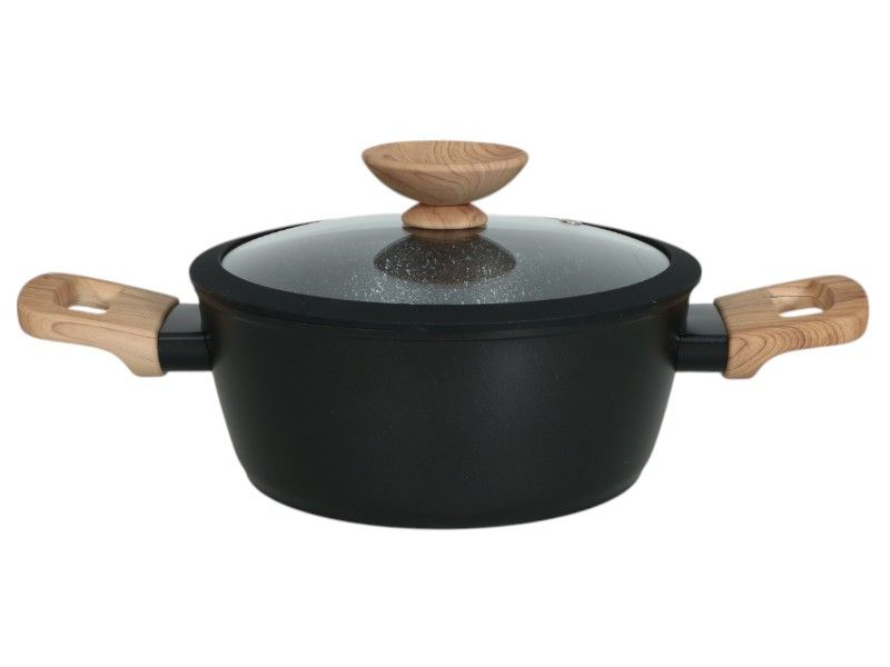 s-zoom.filetakealot-98503056-1.jpg George & Mason - Black Granite Ceramic Coated Pot with Glass Lid - 24cm - Image 1