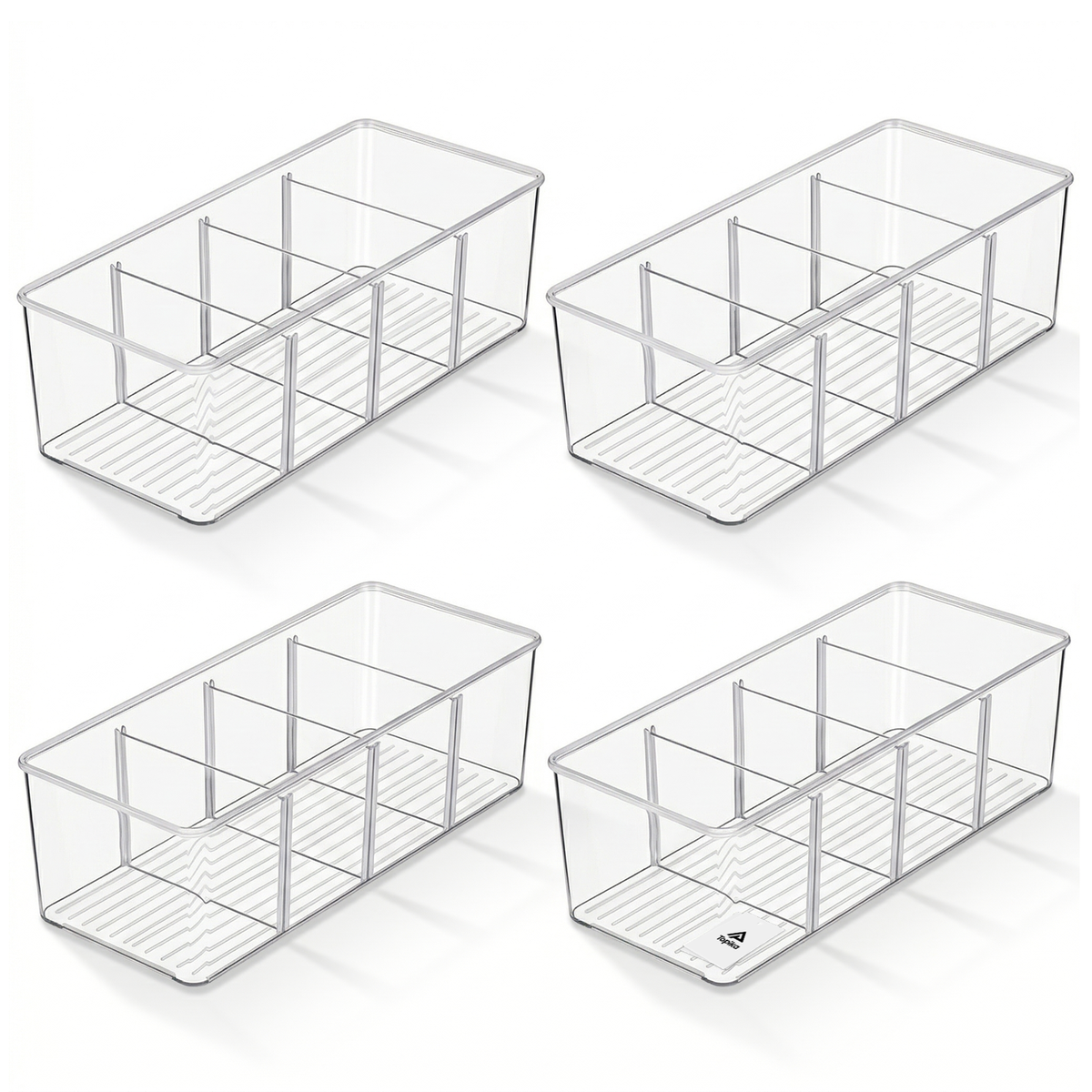 s-zoom.filetakealot-98520028-1.png Topika 4 Pack Clear Storage Containers with Dividers Cabinet Organiser Bins - Image 1