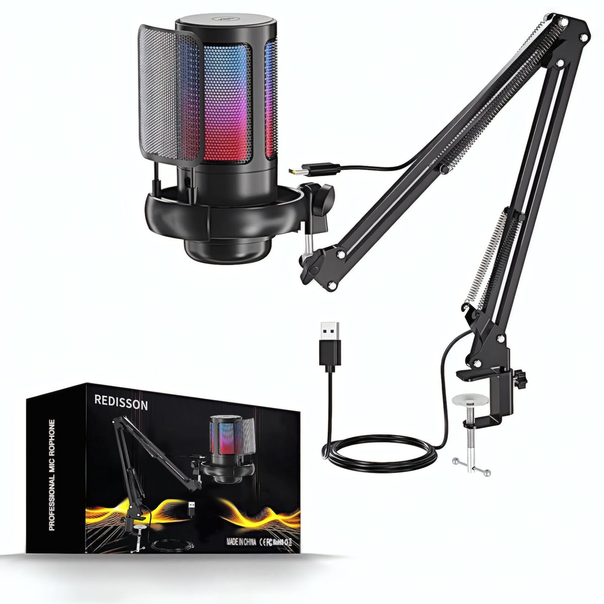s-zoom.filetakealot-98543263-1.jpg Redisson Gaming Microphone, USB PC Mic for Podcasts Videos, Streaming - Image 1