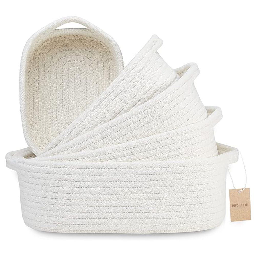 s-zoom.filetakealot-98575957-1.jpg 5 Piece Rectangle Storage Basket Set Natural Cotton Rope Woven - Image 1