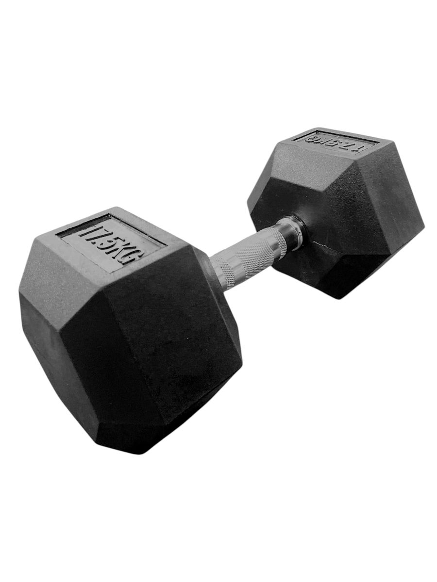 s-zoom.filetakealot-98717548-1.jpg i-Fitness Single 17.5kg Rubber Hexagon Dumbbell - Image 1