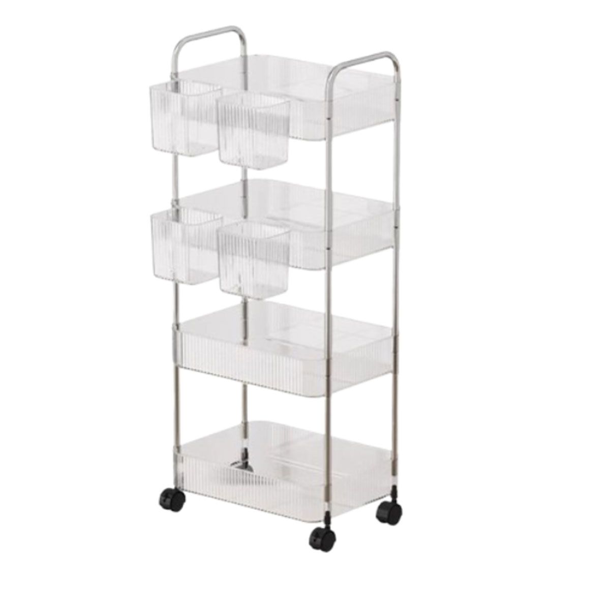 s-zoom.filetakealot-99220202-1.jpg Transparent Plastic Storage Trolley with Wheel Storage Rack - Image 1