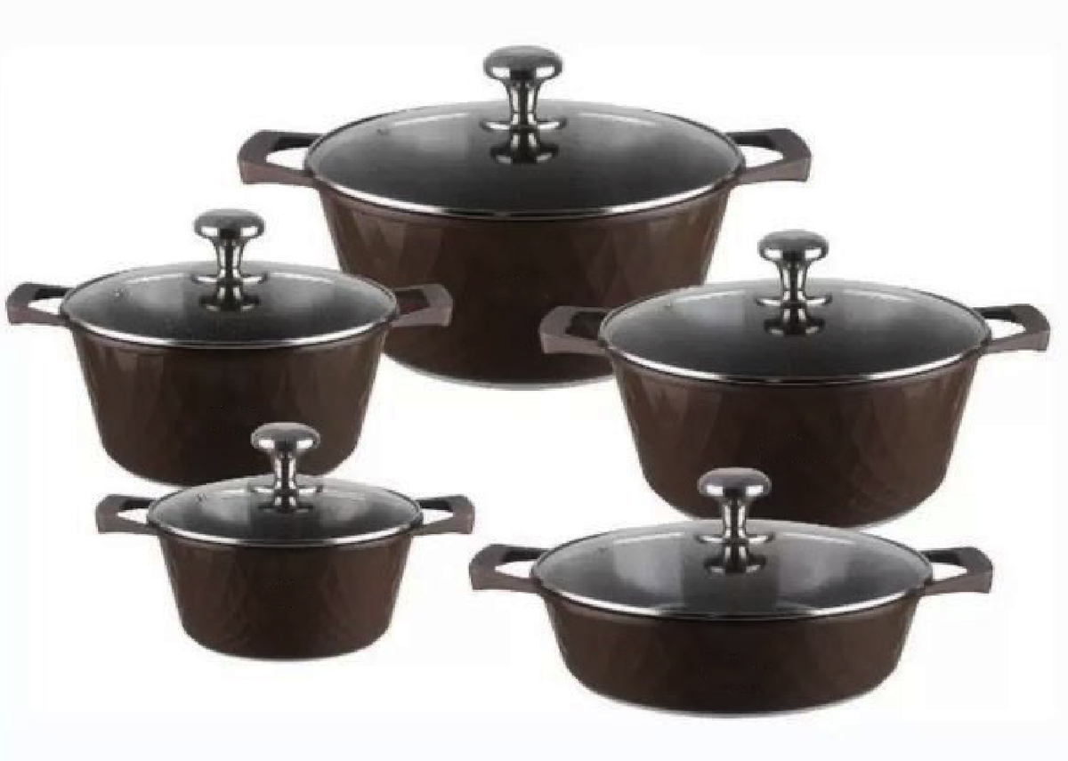 s-zoom.filetakealot-99225737-1.png Brown Aluminum Non-Stick 10 Piece Cookware Set - Image 1
