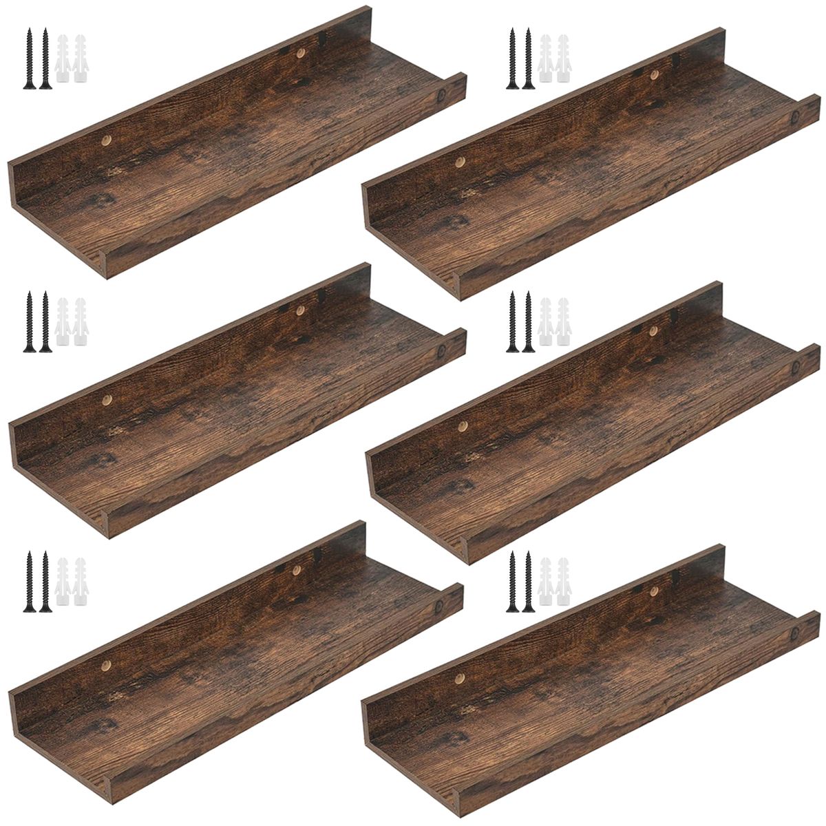 s-zoom.filetakealot-99389641-1.jpg Floating Wall Mounted Shelves Shelves Bedroom Kitchen Bathroom Storage 6 Pieces - Image 1
