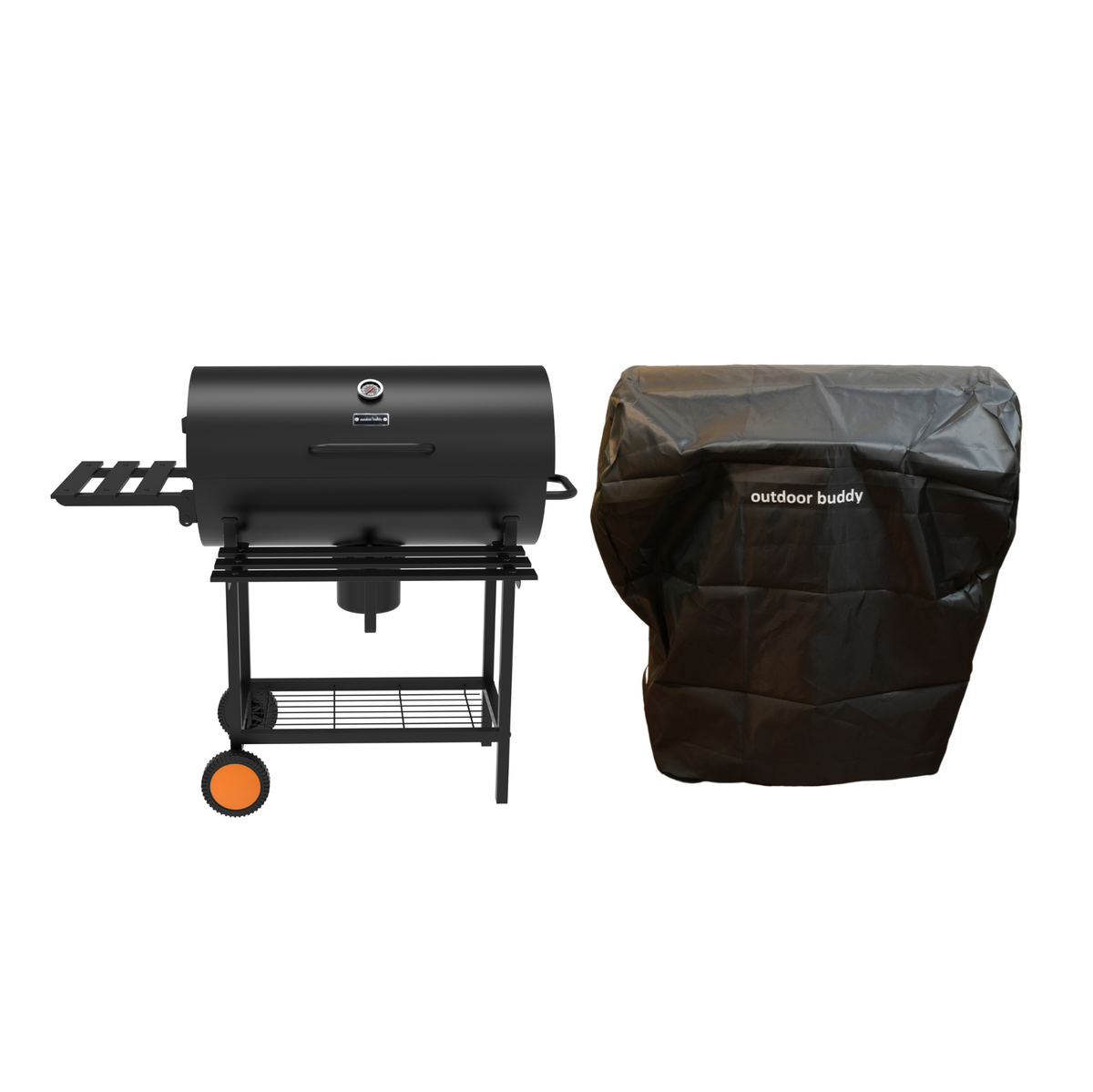 s-zoom.filetakealot-99874007-1.png Outdoor Buddy - ForgeFire Pro Barrel Braai (Black/Orange) & PVC Cover - Image 1