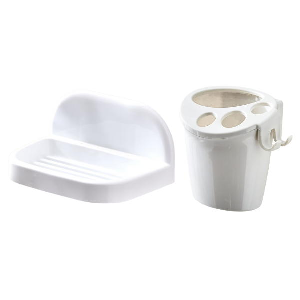 s-zoom.filetakealot-99944345-1.png 2-Piece Bathroom Accessory Set - Toothbrush Holder & Soap Dish Organizer - Image 1