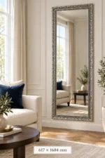 Design House Paris Baroque Dress Mirror Silver 617 x 1684 mm - Image 2