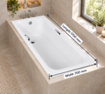 Betta 1700 x 700 mm Value Drop-In Bath with Handles - Image 3